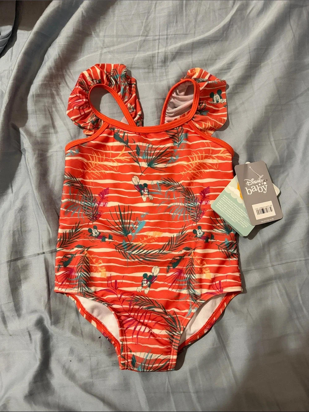 Disney Orange Tropical Mickey Baby One-Piece Swimsuit